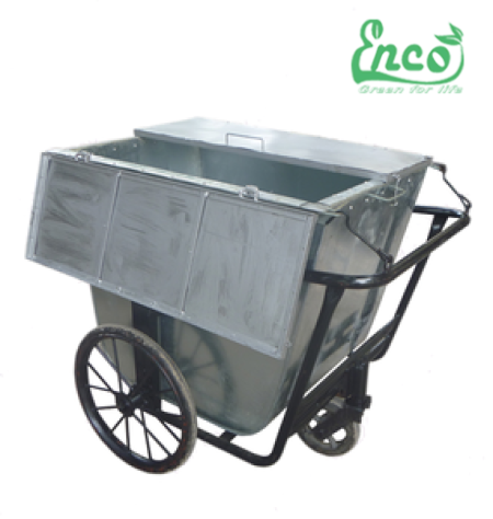 Xe gom rác tôn có nắp đậy